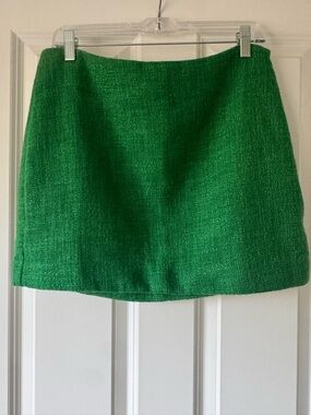 Green Tweed Mini Skirt